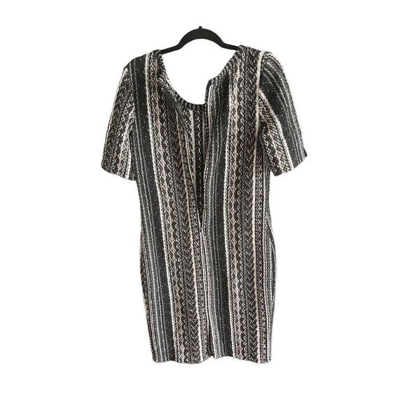 St John Womens Black Zip Knee Length Vertical Striped Tweed Sheath Dress Size 6 - Picture 2 of 13